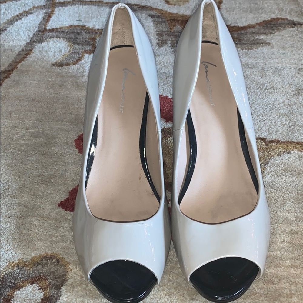 Wide Width Nude Peep Toe Heels